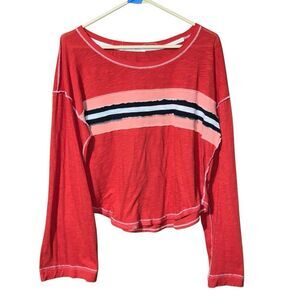 We the free inside out stitch striped top with wide sleeves size medium #752